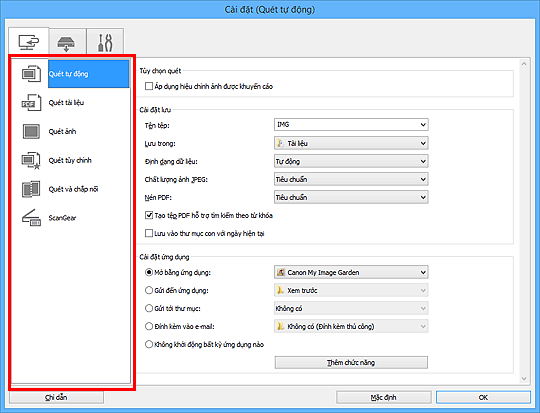 hình: Hộp thoại Cài đặt